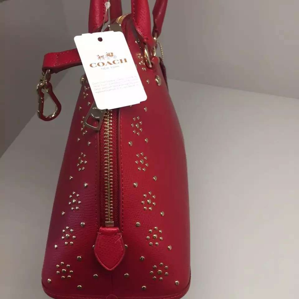 Authentic Coach BORDER STUD CORA DOMED limited design satchel bag NWT - Picture 8 of 12